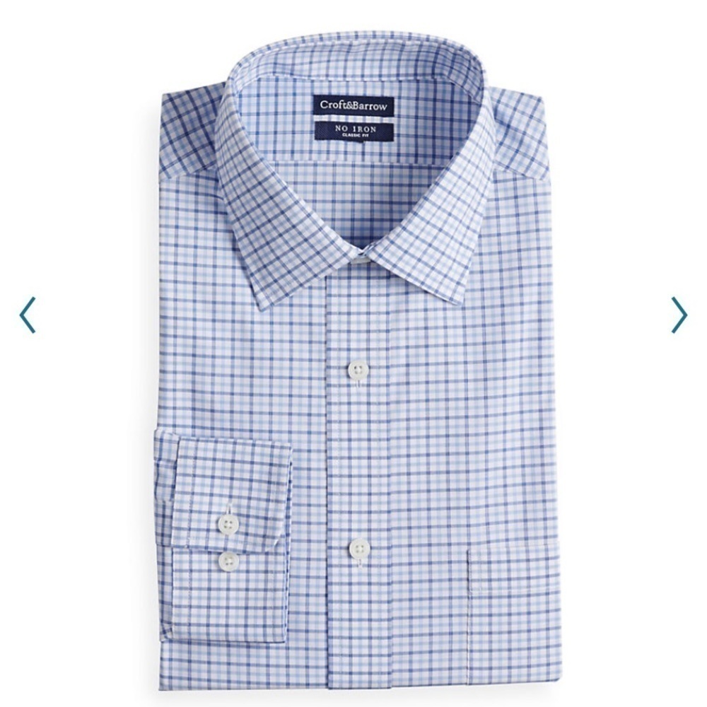 Croft & barrow no iron dress shirt, blue plaid